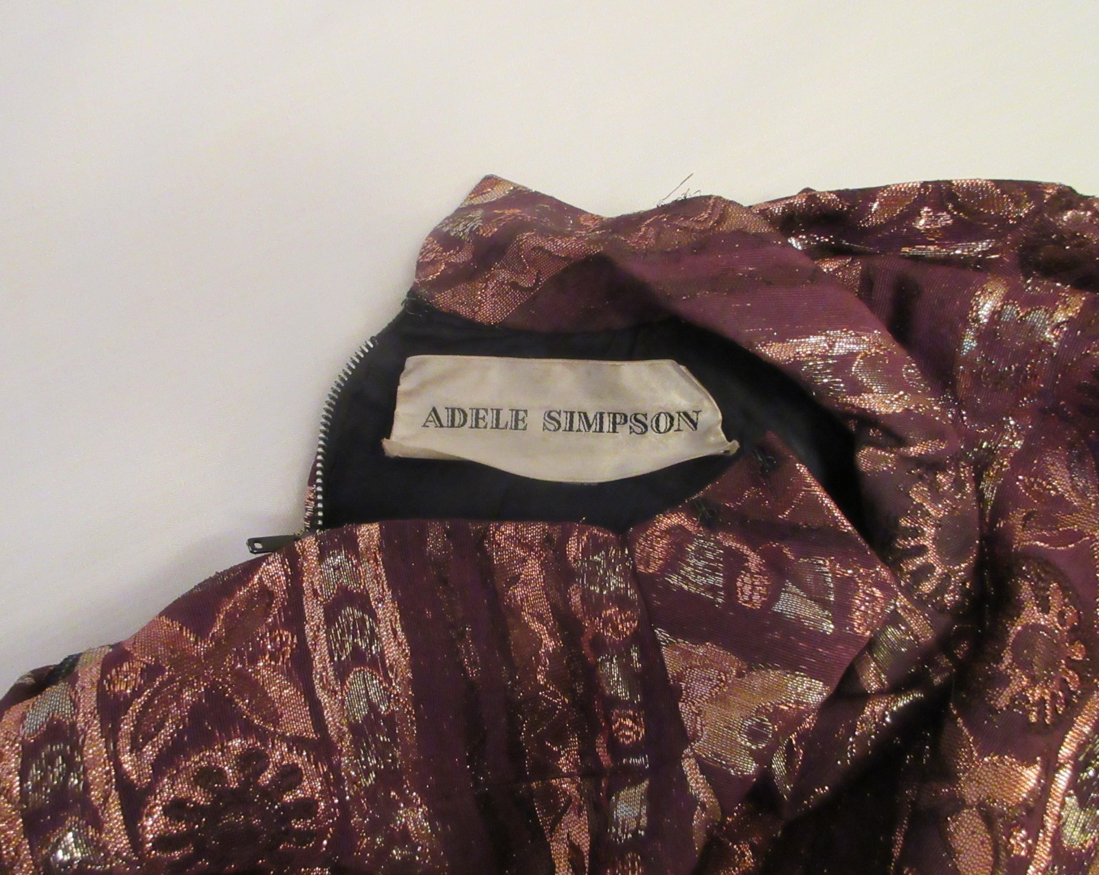 Vintage 1960s-70s Adele Simpson Mod Abstract Print Metallic Fringed Dress