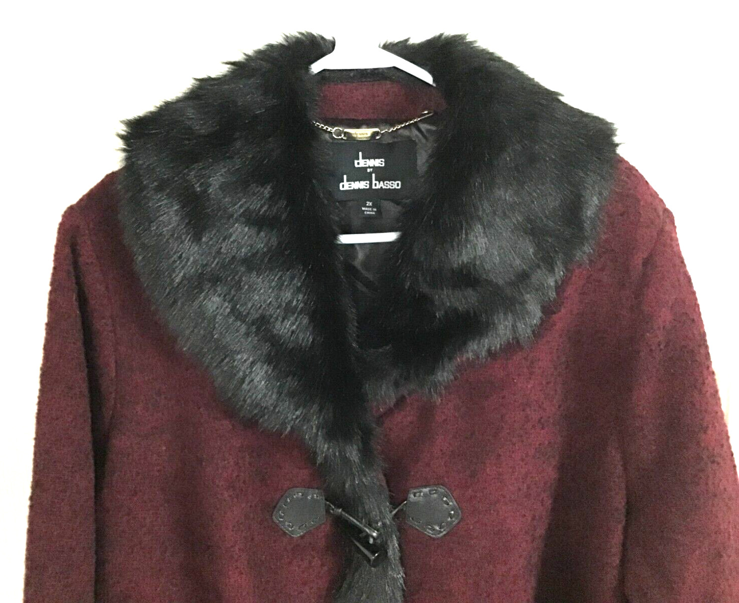 Dennis by Dennis Basso Vintage Womens 2X Faux Fur Collar Midi Length Coat