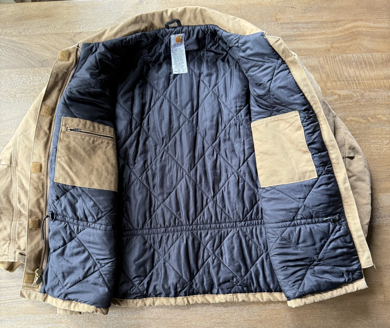 Vtg Carhartt for Women Canvas Camel Quilted Coat RN14806 Sz 2XL