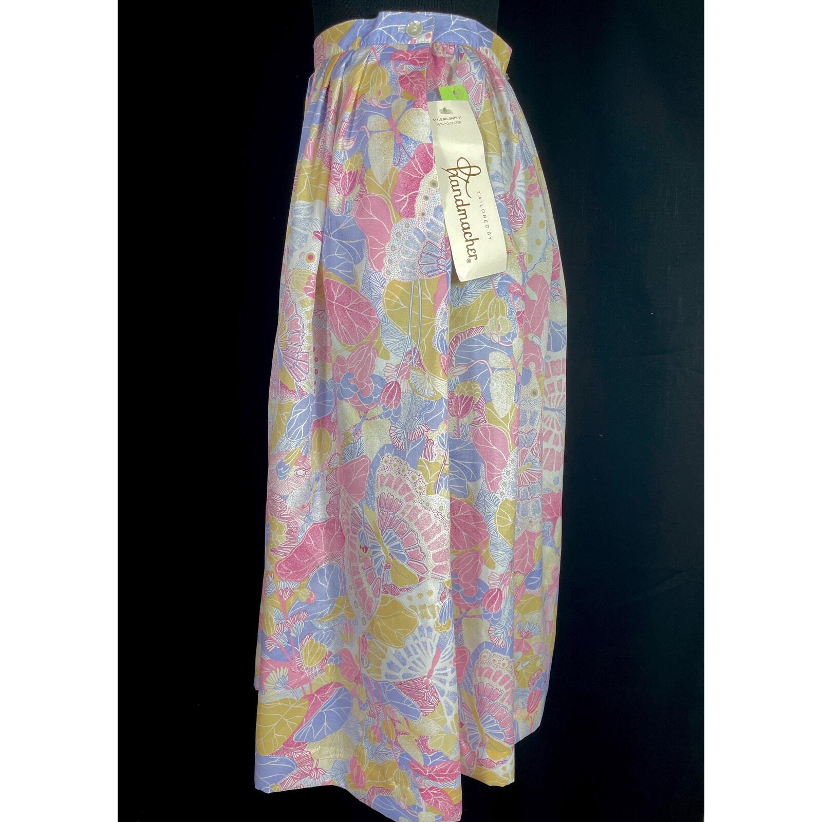 vintage mid century pastel floral and butterfly skirt Tailored by Handmacher,