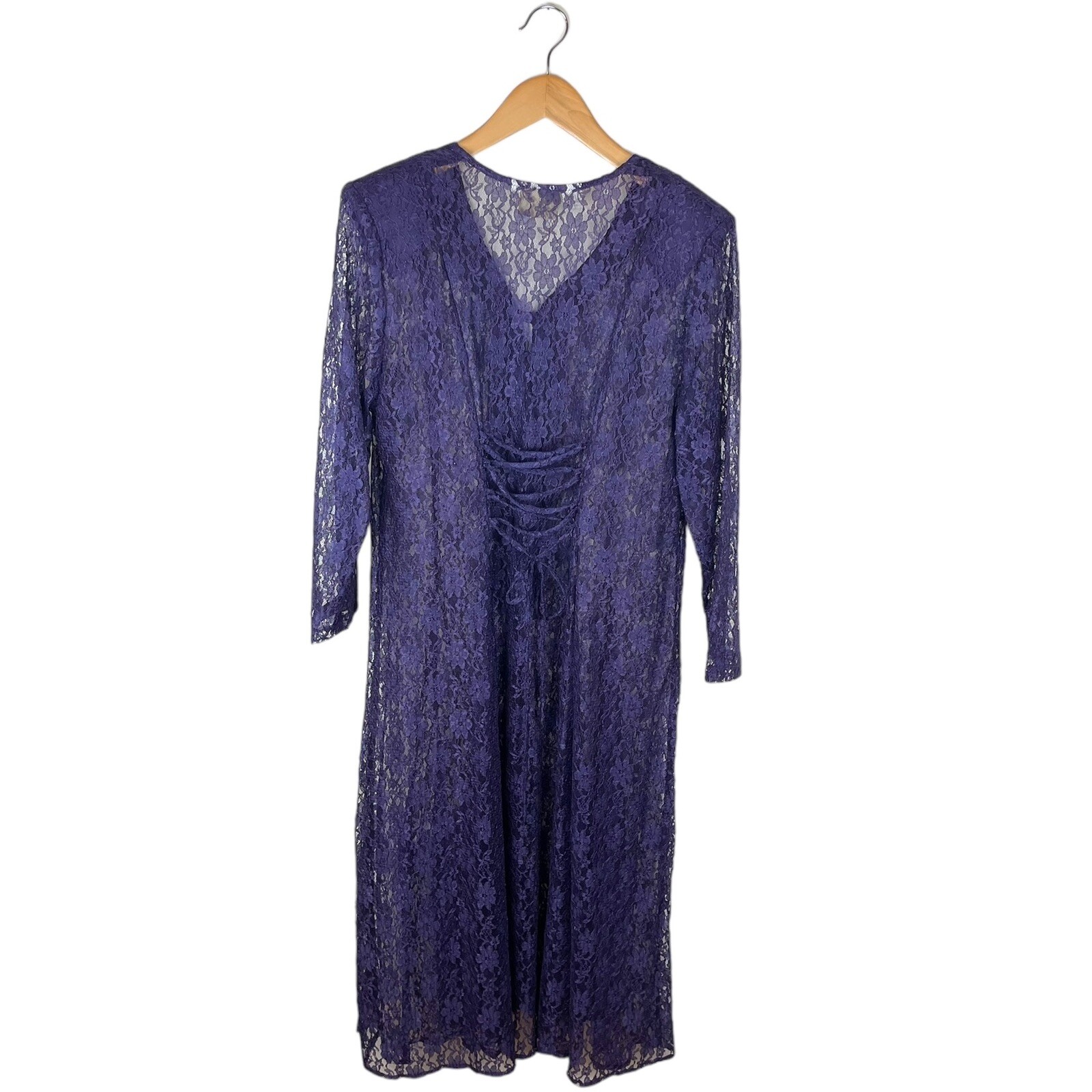 Vintage Boulevard De Paris Purple Floral Sheer Lace Corset Back Dress Whimsigoth