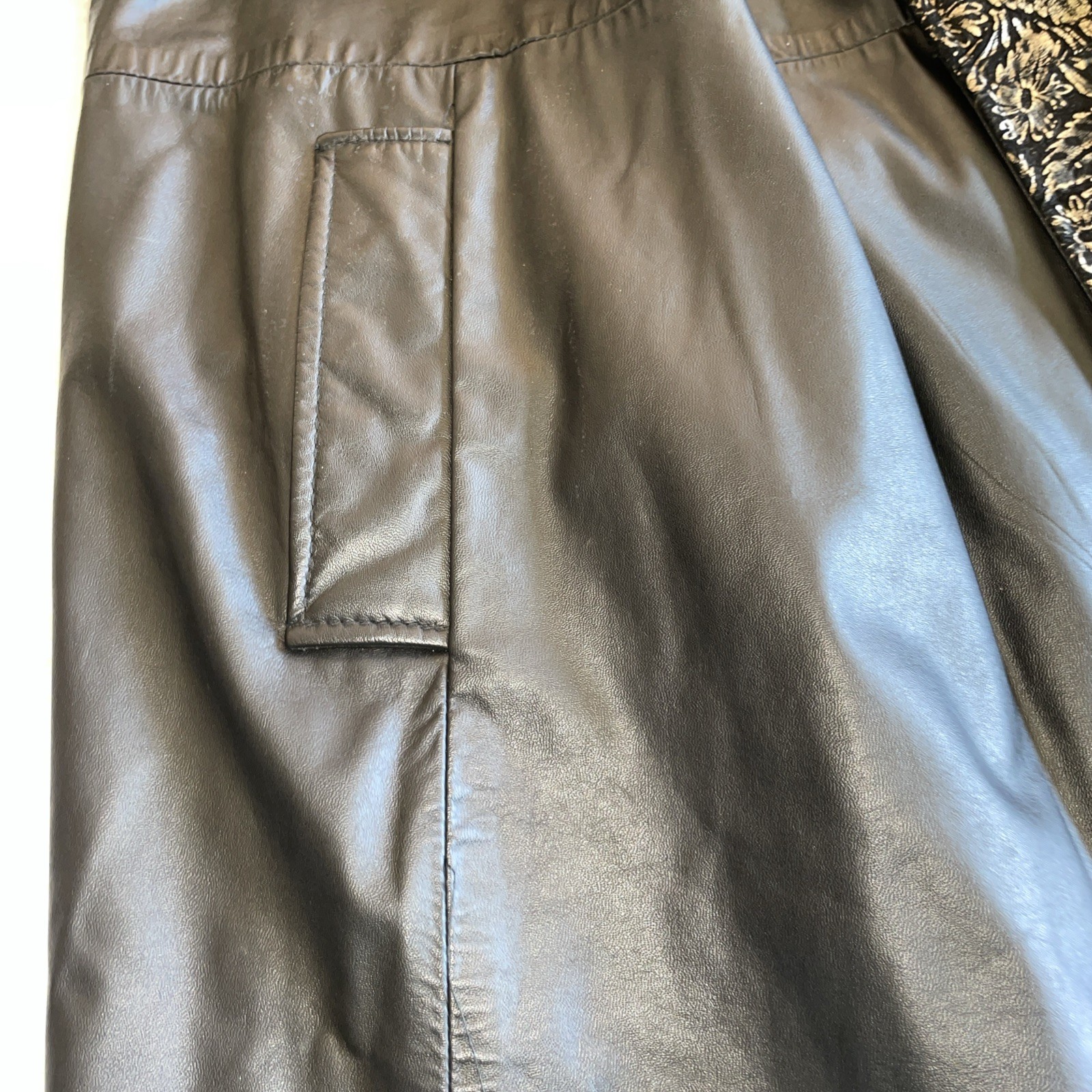 Vintage Northside Leather Coat Woman’s M Black Swing Long Line Open Front
