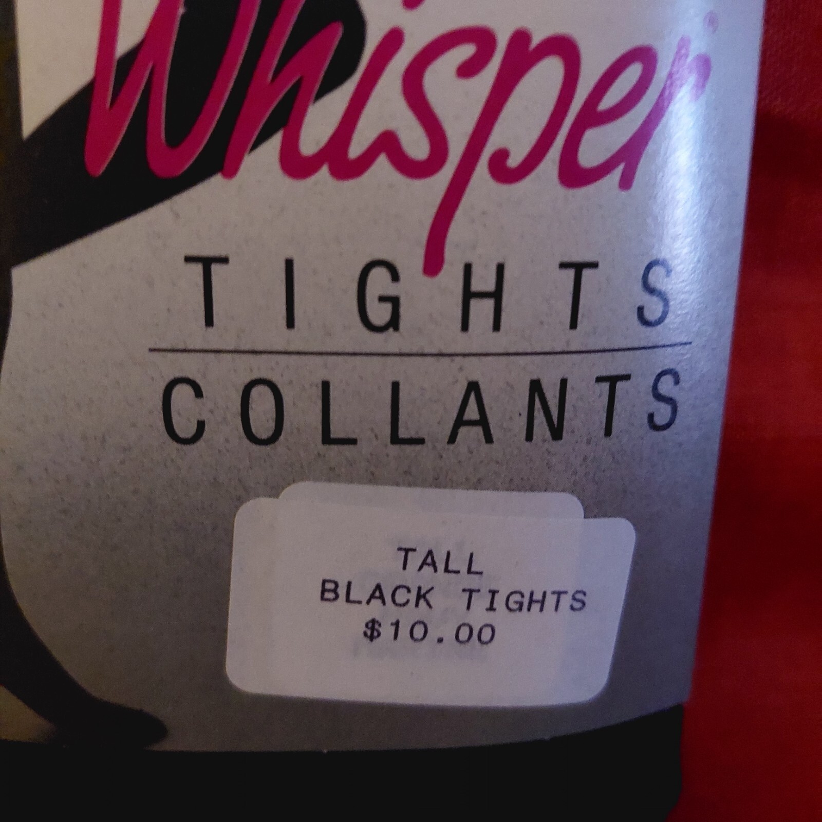 Pantyhose Whisper Opaque Tights Color Black Size Tall 140-170 lbs BWTIGHT
