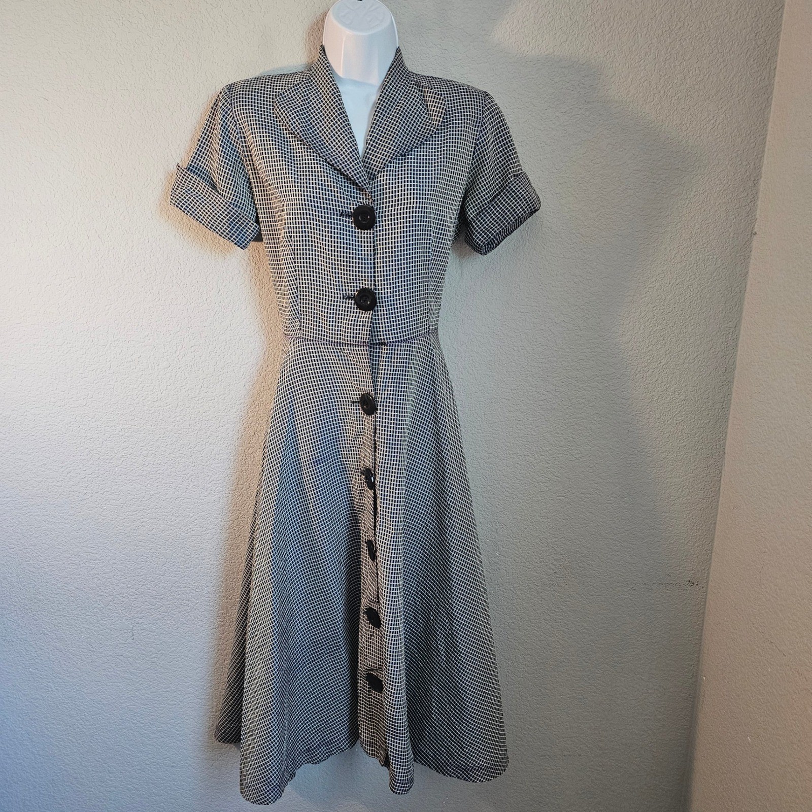 Vintage shirt dress handmade short sleeve large buttons