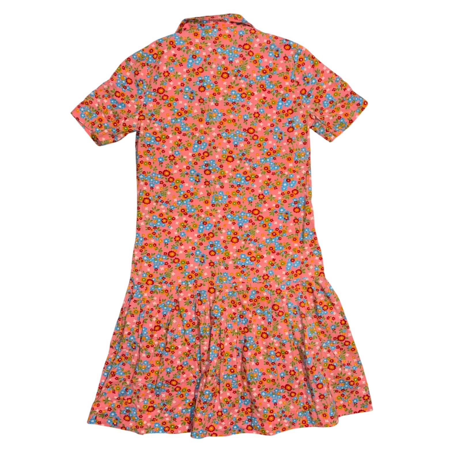 Vintage Nancy Frock Pink Floral Button Down Drop Waist Pleated Skirt Dress S