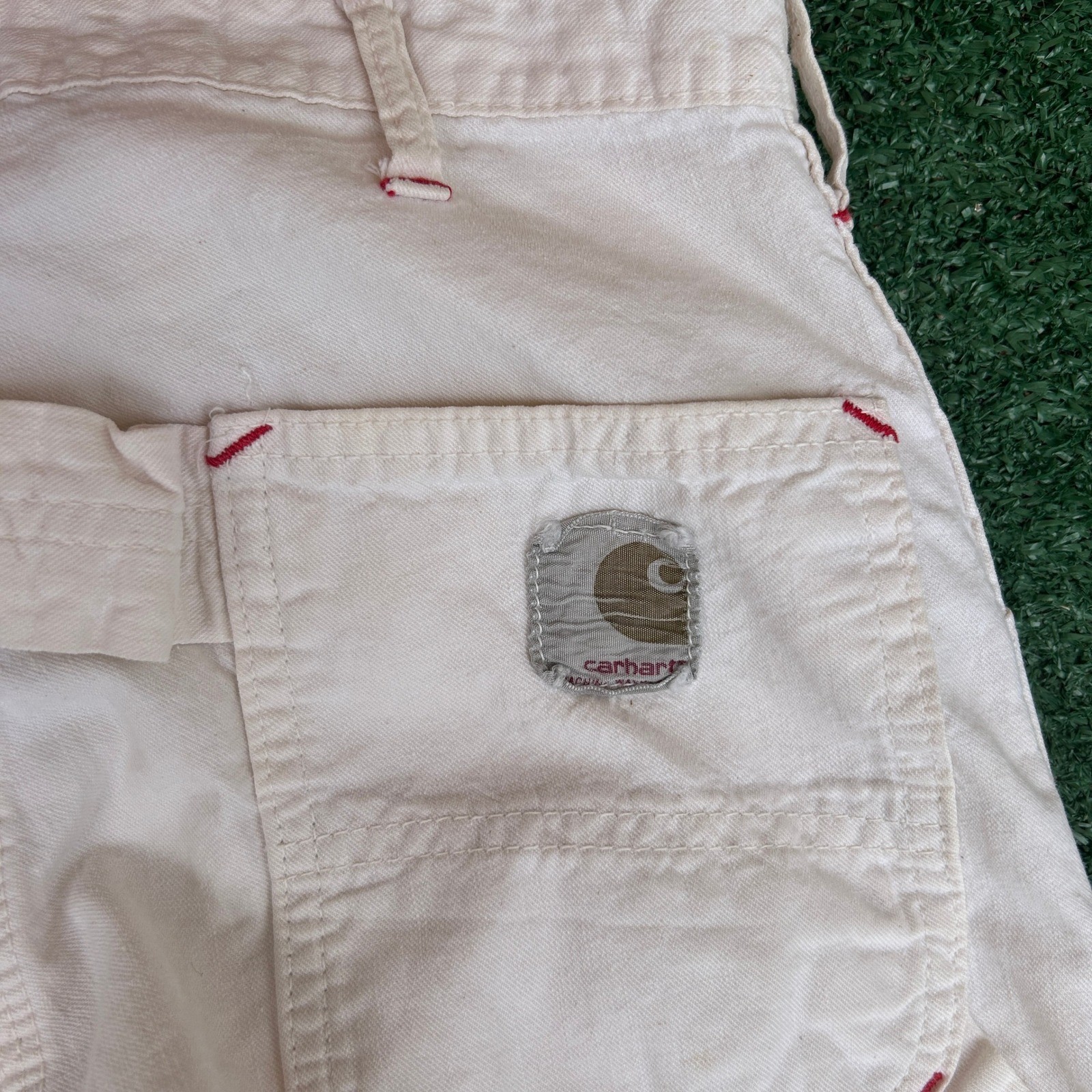 Vintage 60s 70s Carhartt White Double Knee Work Pants Talon 42 Zipper Mens