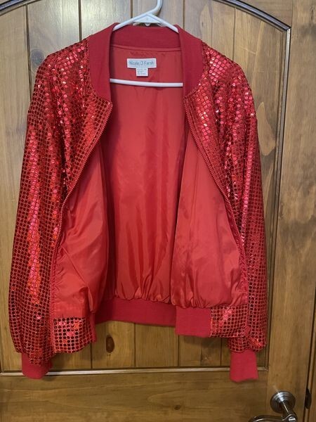 Vintage NICOLE/J-FARAH 1980’s Shiny Red Confetti Bomber Jacket Mint Condition