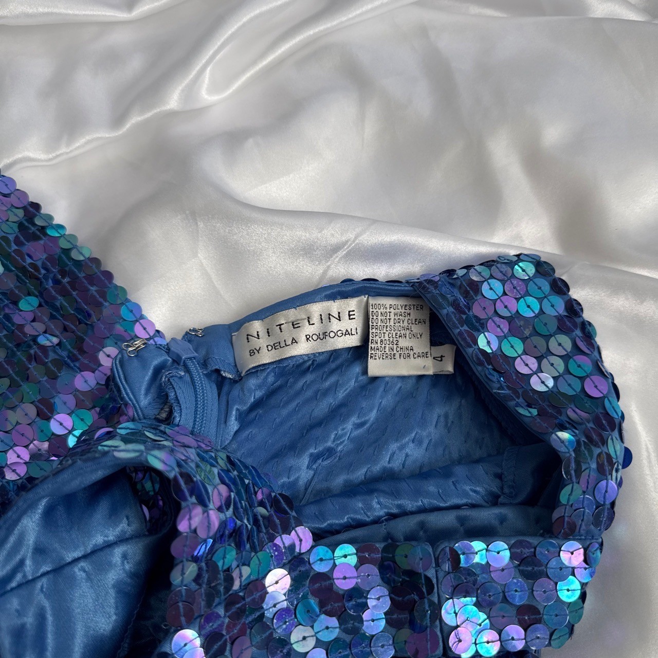 Nite Line by Della Roufogali Vintage Sequin Keyhole Mini Dress Blue Purple