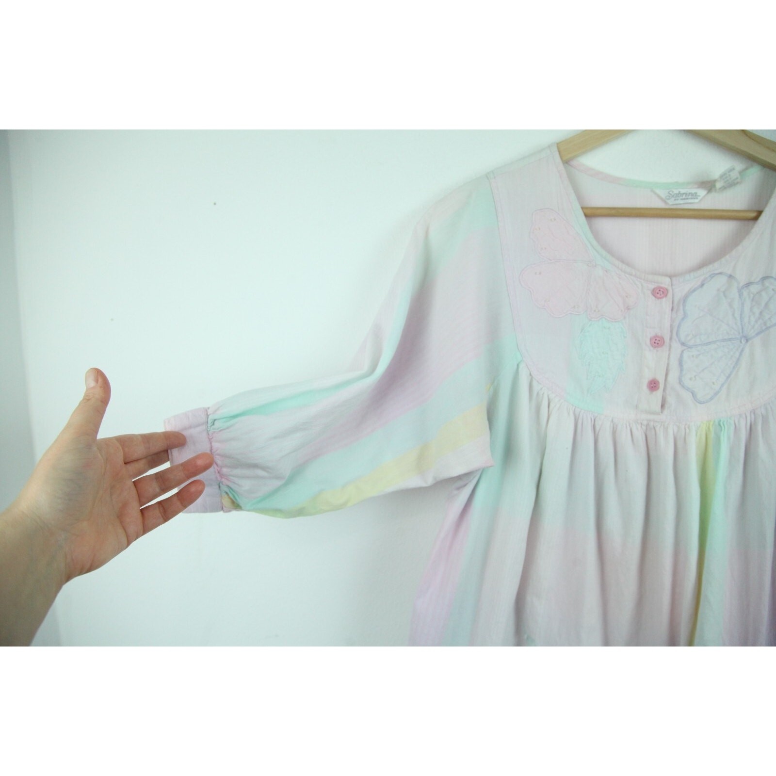 Vintage Medium Housedress Pastel Plaid Butterfly Cottagecore 80s Feminine Granny