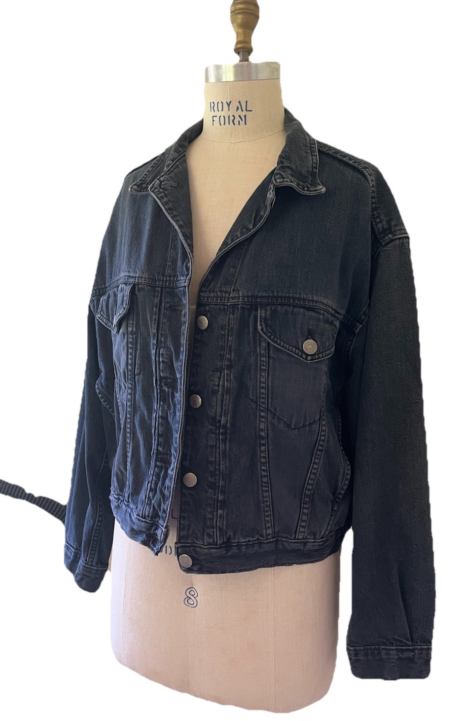 Vtg 80s Banana Republic Safari Dark Blue Denim Jean Jacket Women’s Bomber Style