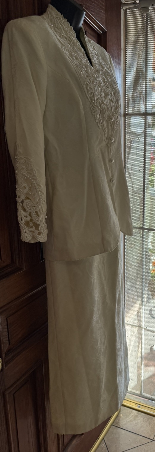 VTg. Jessica McClintock Bridal Suit Small Cottagecore Wedding Ivory Jacquard