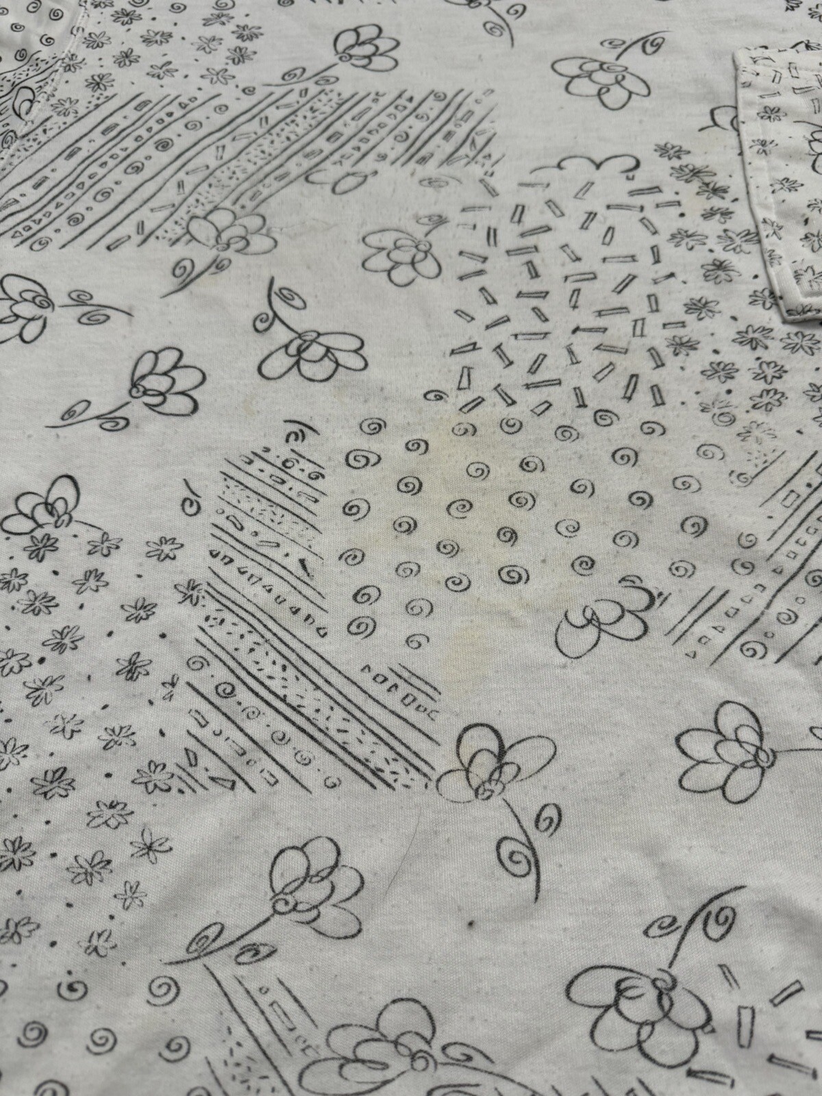 VTG Currants By Jeri-Jo 1970’s White Black Flower Pocket Shirt Womens Sz Medium
