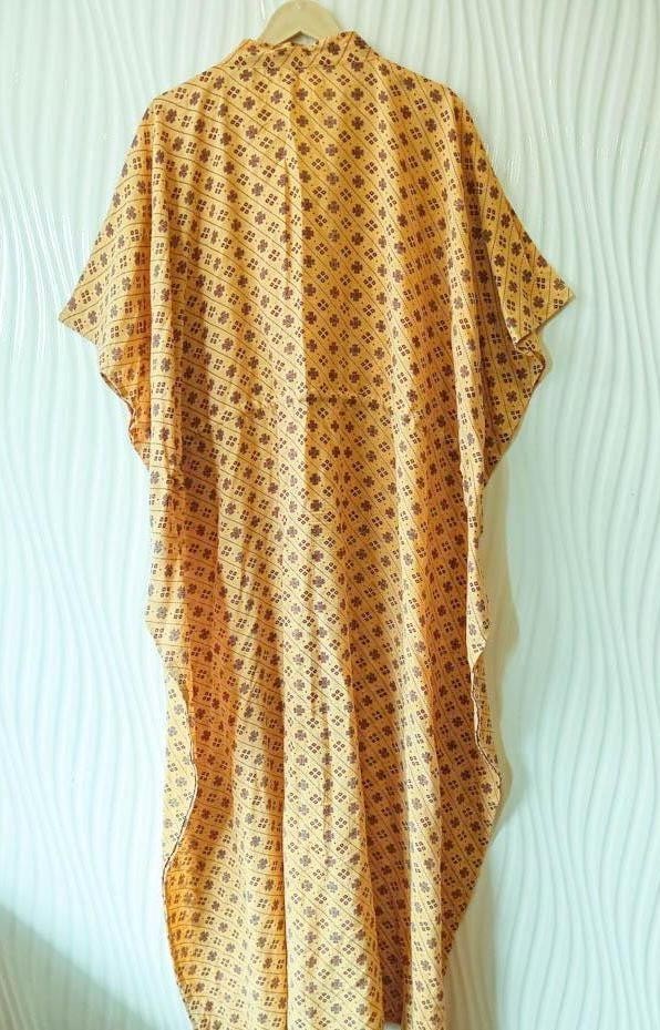 Vintage Sari Kaftan / Pure Cotton Long Maxi Dress / Luxury Resort Wear CFN1192