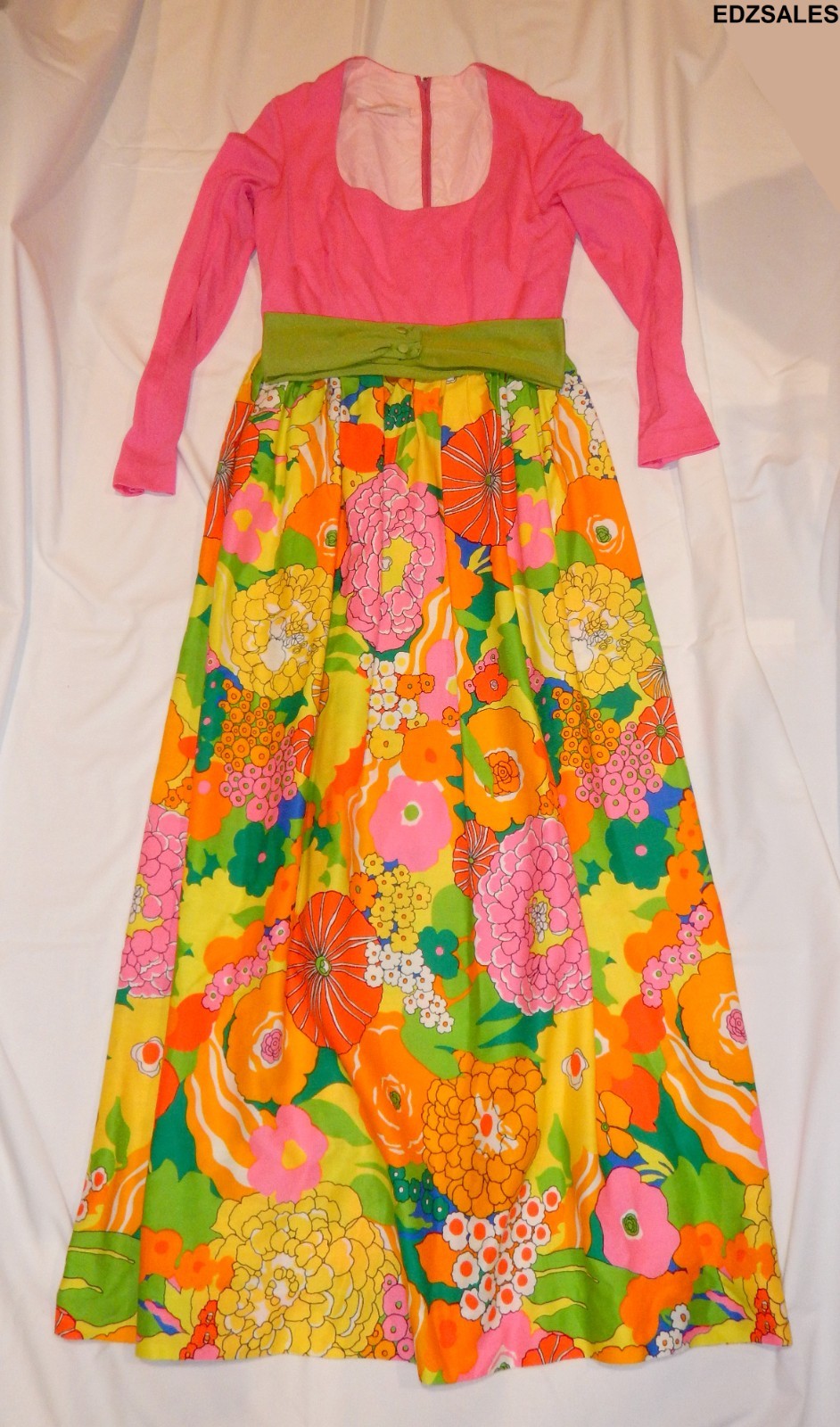 Lilli Diamond Vintage 60s/70s Floral Pattern Dress