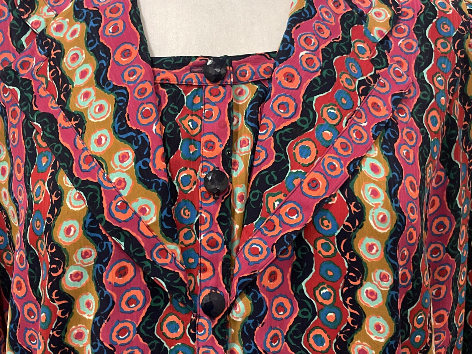 Vintage 80’S MAYEELOK Paris VIBRANT Floral Top/Pleated Skirt Set Medium PERFECT
