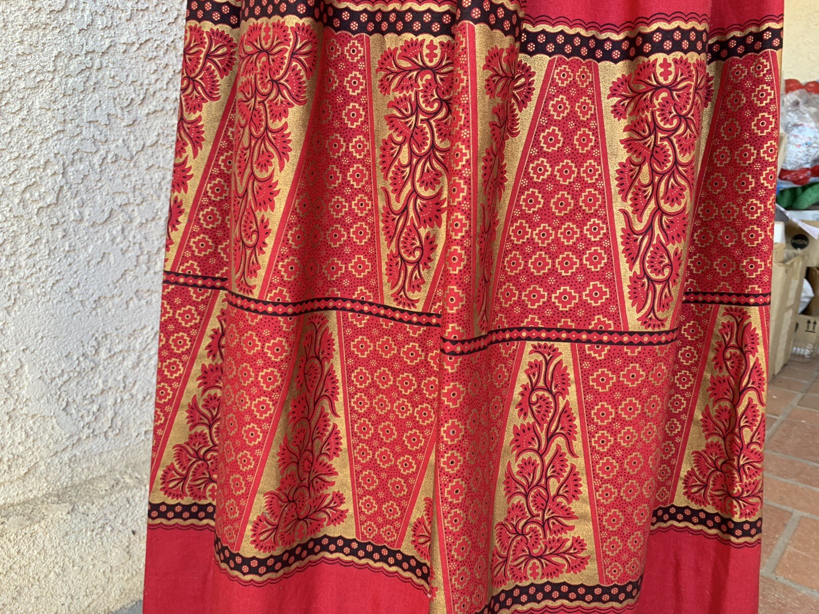 Vintage 80s Red, Black & Gold Blouse & Skirt