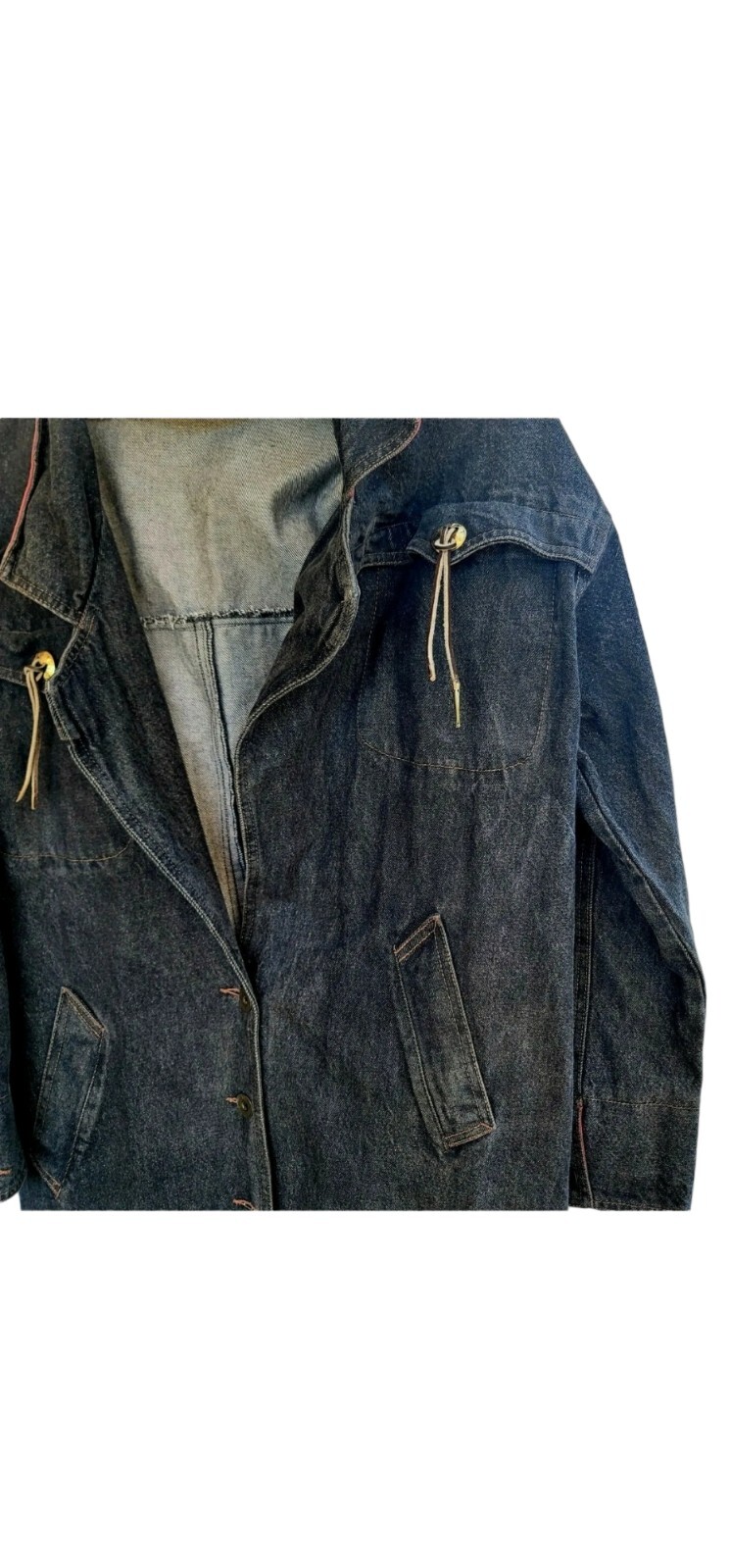 Andy Johns Long Duster Barn Coat Womens Medium Denim Dark Wash Vintage