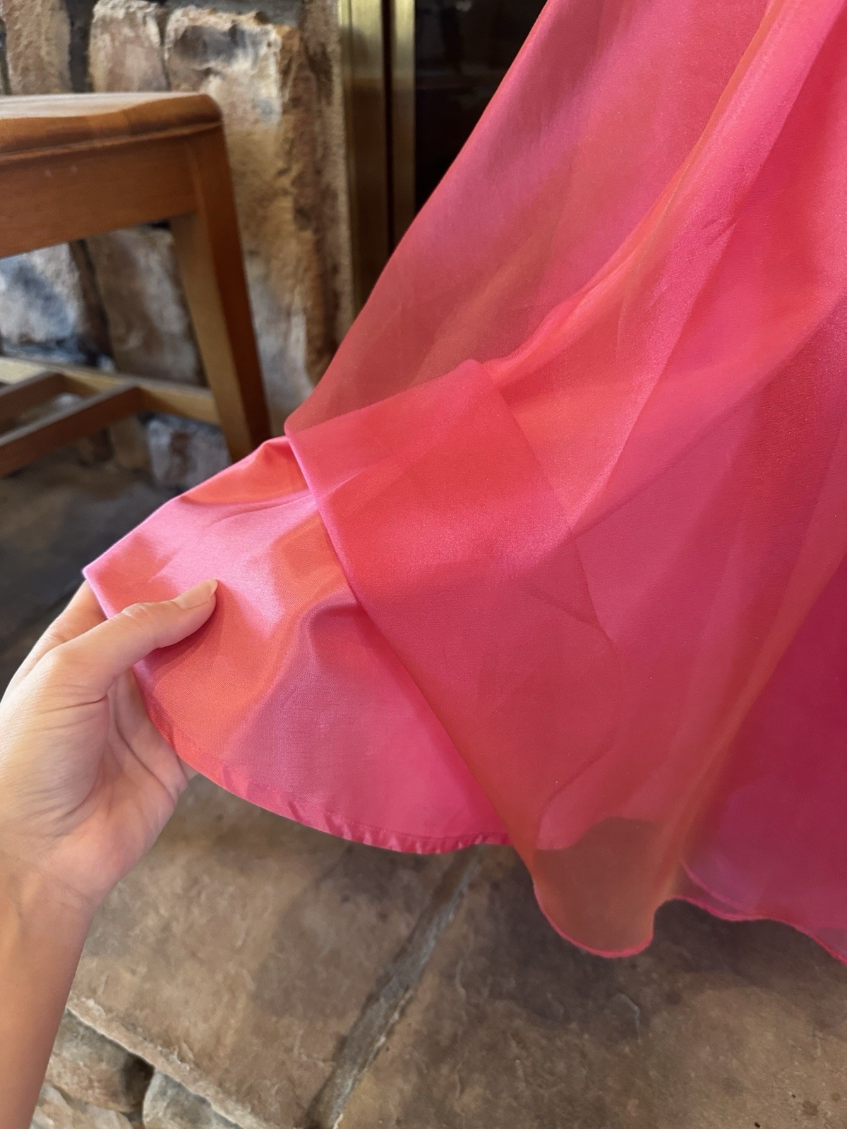 Watters & Watters VTG 80s/90s Women Formal Bridal Pink Gown Sz 10 Layered Ruffle