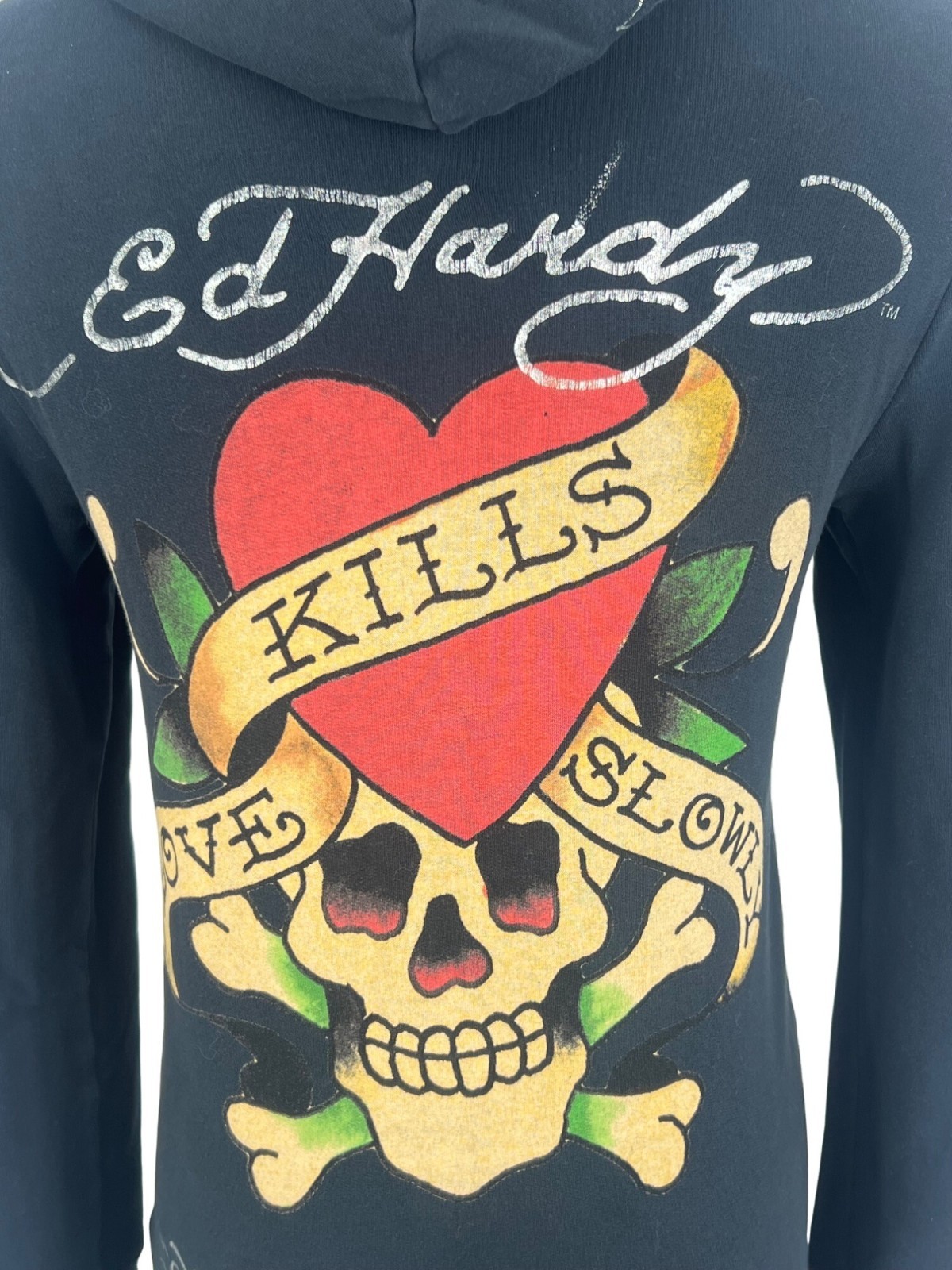 VTG Ed Hardy Christian Audigier Black Tattoo Graphic Zip Hoodie S | McBling Y2K