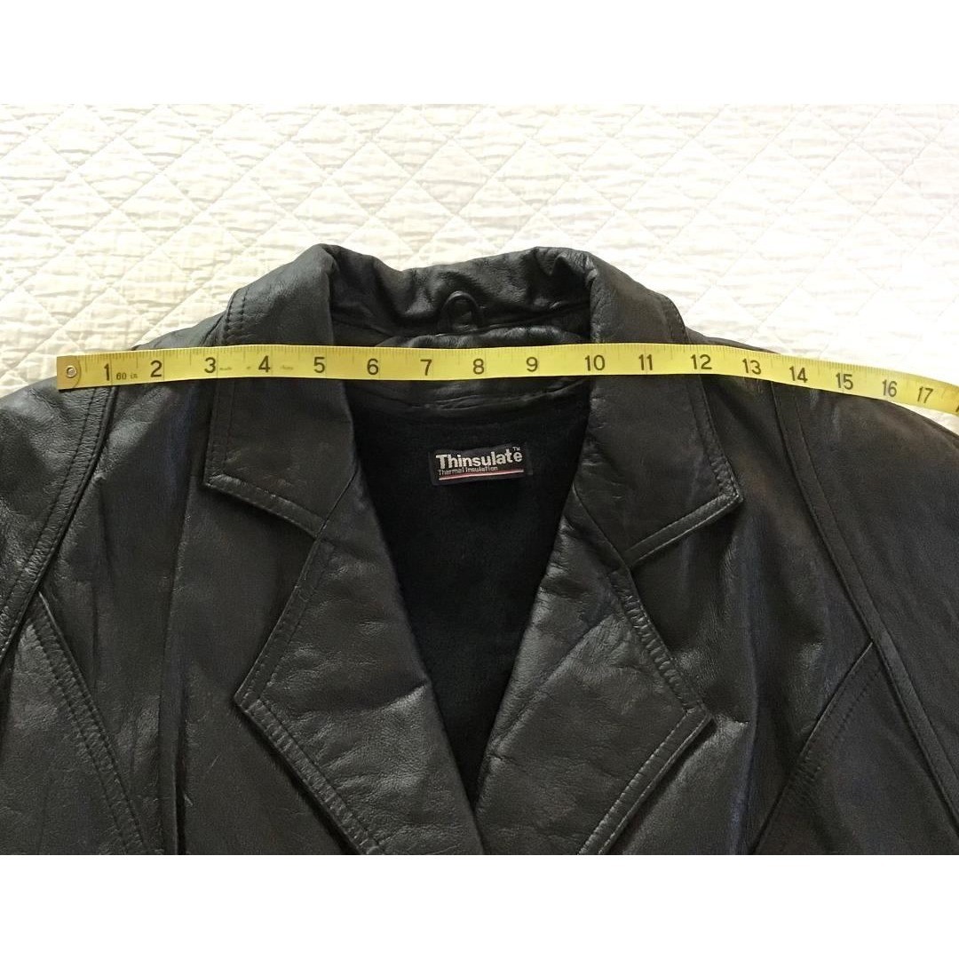 Vintage Wilsons Black Leather Moto Jacket Thinsulate Tie Up Back Biker Coat Sz S