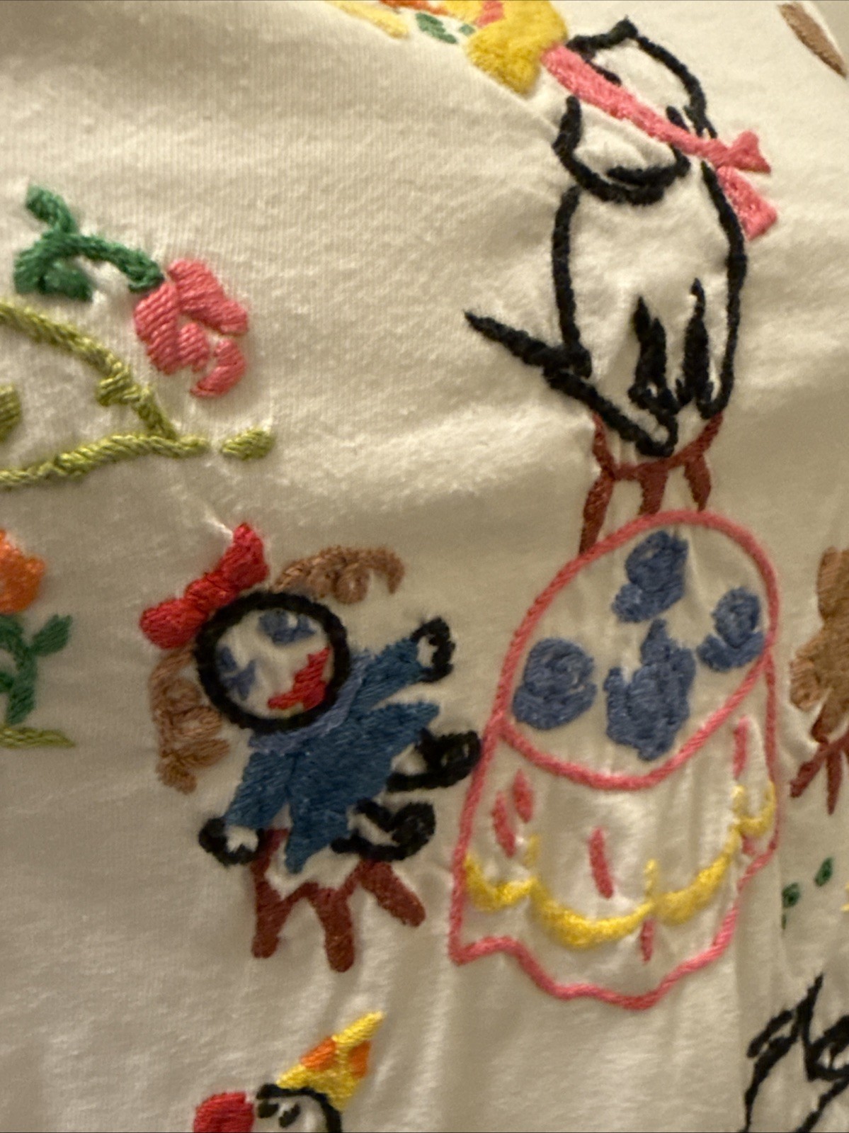 VTG 90s Swan Magic Hand Embroidered Shirt Sz Small Dog Party