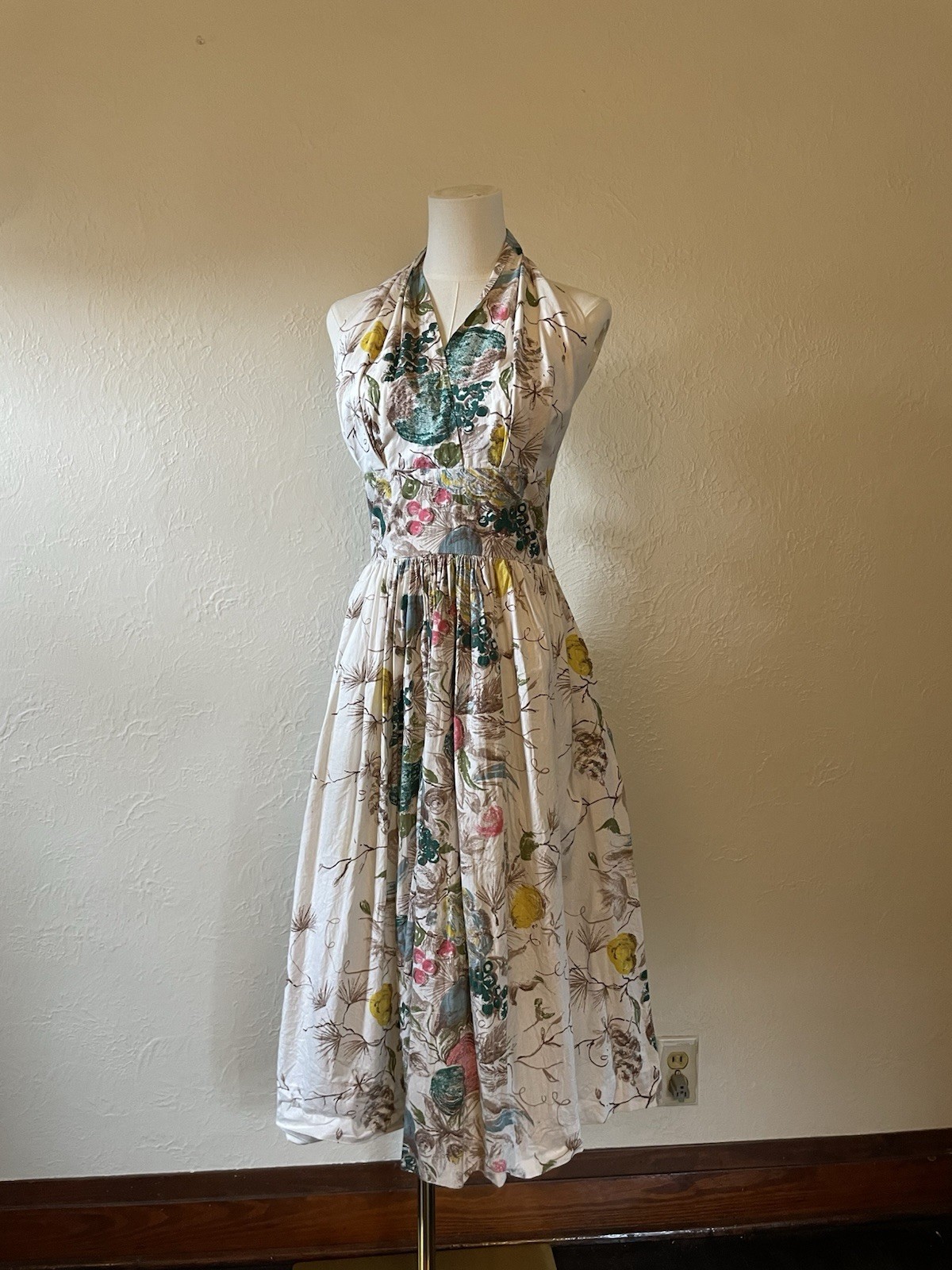 Vintage 1950s Toni Todd Union-Made Mod Pin-up Hollywood Glam Halter Top Dress