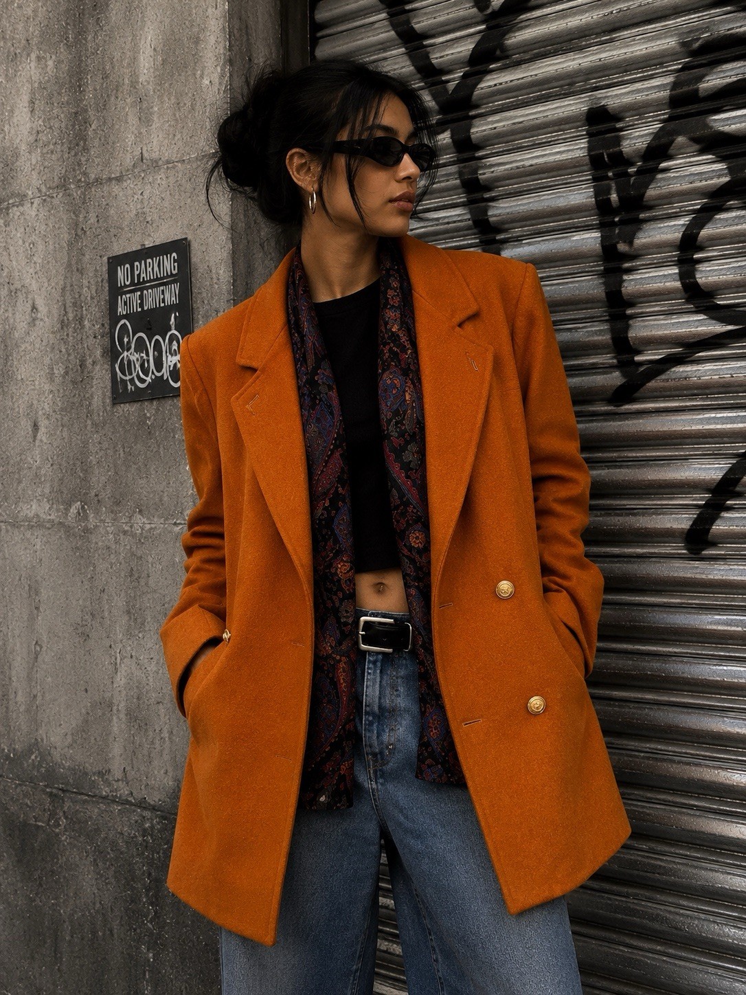 Vintage International Scene Burnt Orange Wool Blend Coat/Jacket