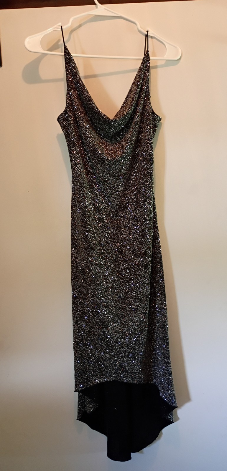 Vintage Jodi Kristopher Black Speckled High-Low Cowl Slip Dress