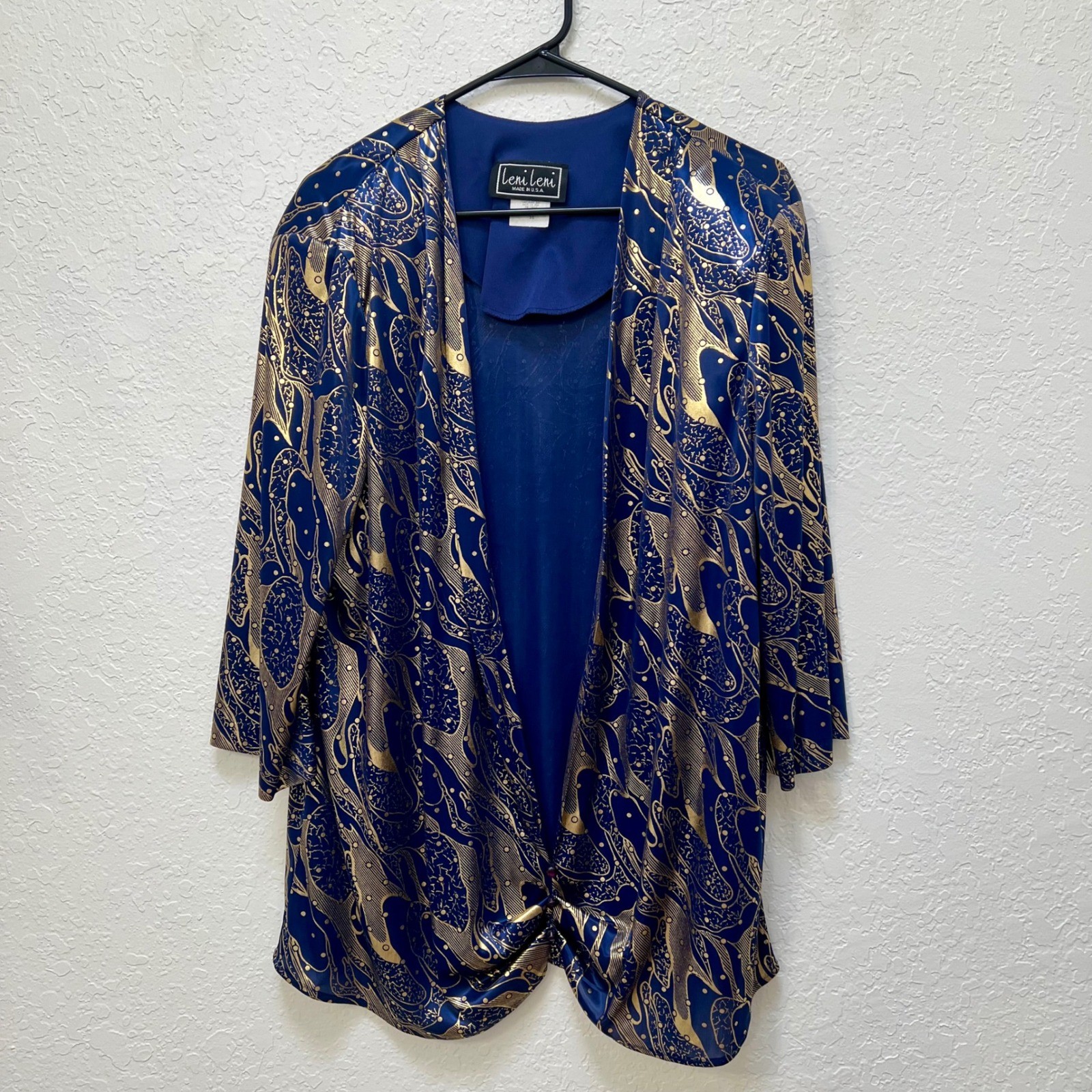Leni Leni VTG 4pc Flapper Set Blue Gold Fringe Dress Jacket 16 Costume Metallic