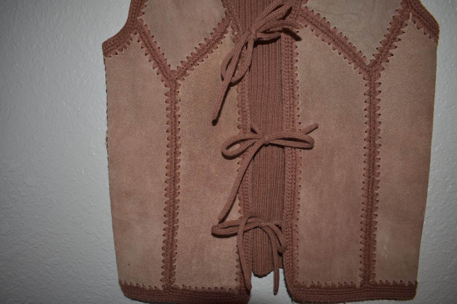 Vintage Modern Junior 1970’s Leather/Suede and Crochet Vest and skirt set Size