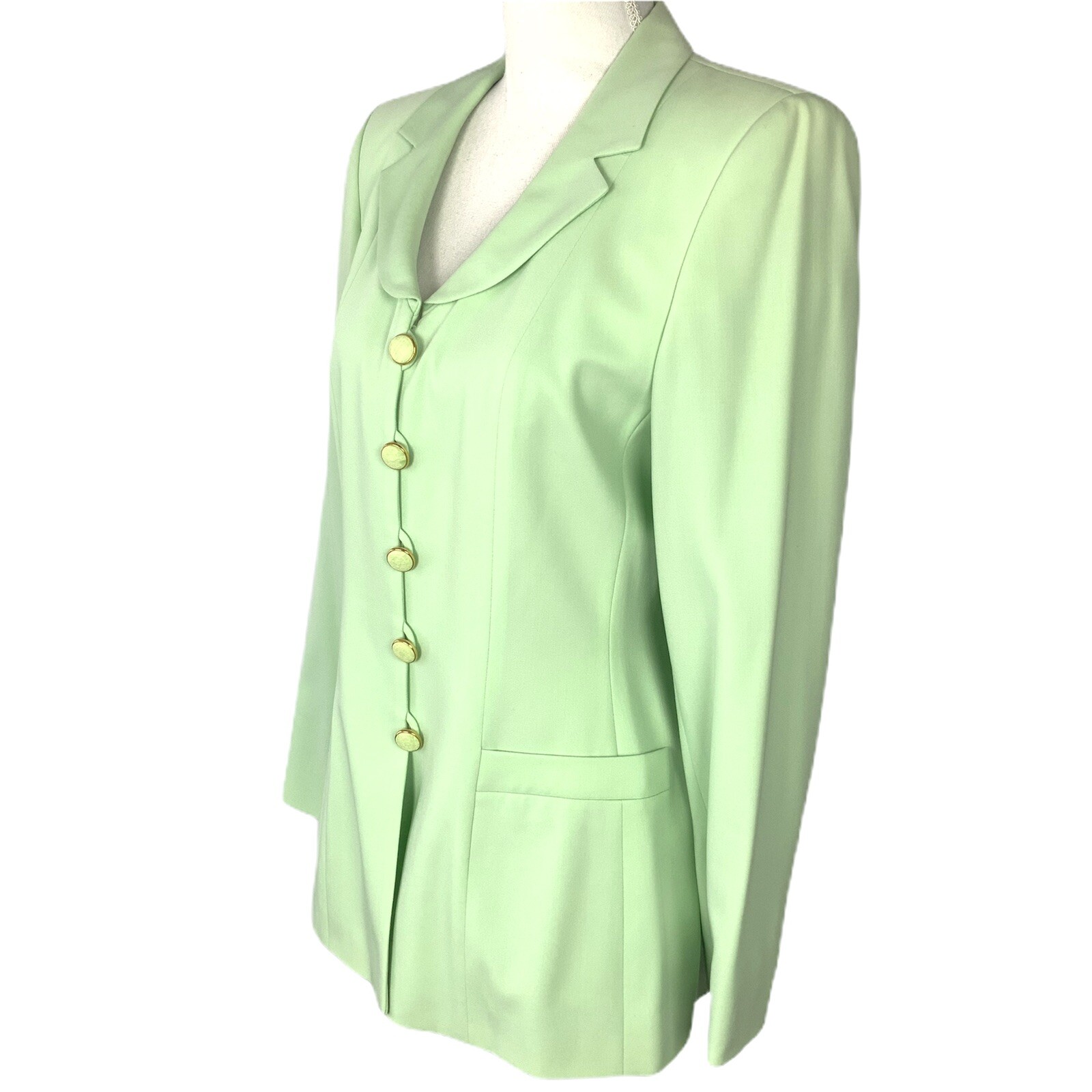 Vintage Escada 80s 1980s Women’s Blazer EU SZ 36 Green Wool Designer Retro