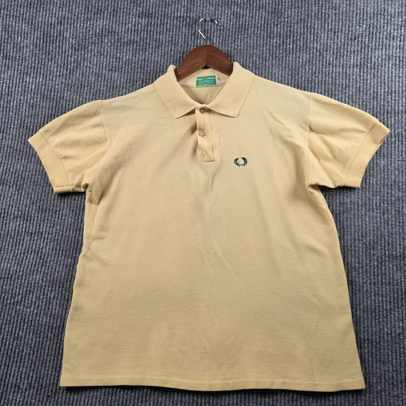 Fred Perry Vintage 70s Yellow Polo Shirt Made In Britain Womens Size 38 Mod Tops