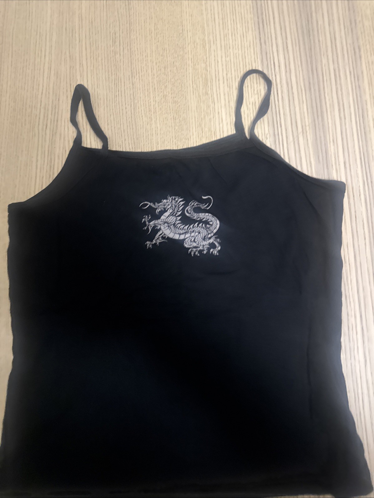 Vintage Hanes Silver For Her Black Dragon Cami Top Women’s 2XL Graphic Y2K