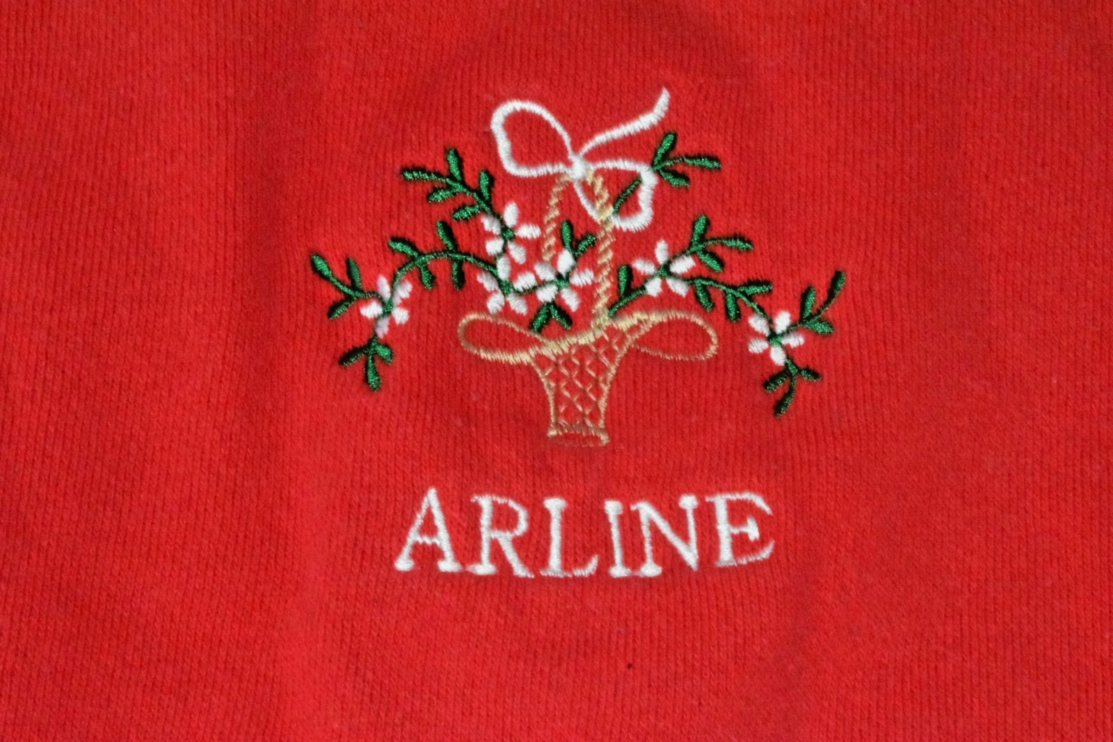 Vintage Raglan Sweatshirt Hanes Size XL 90s Cherry Red Arline Embroidery Made US