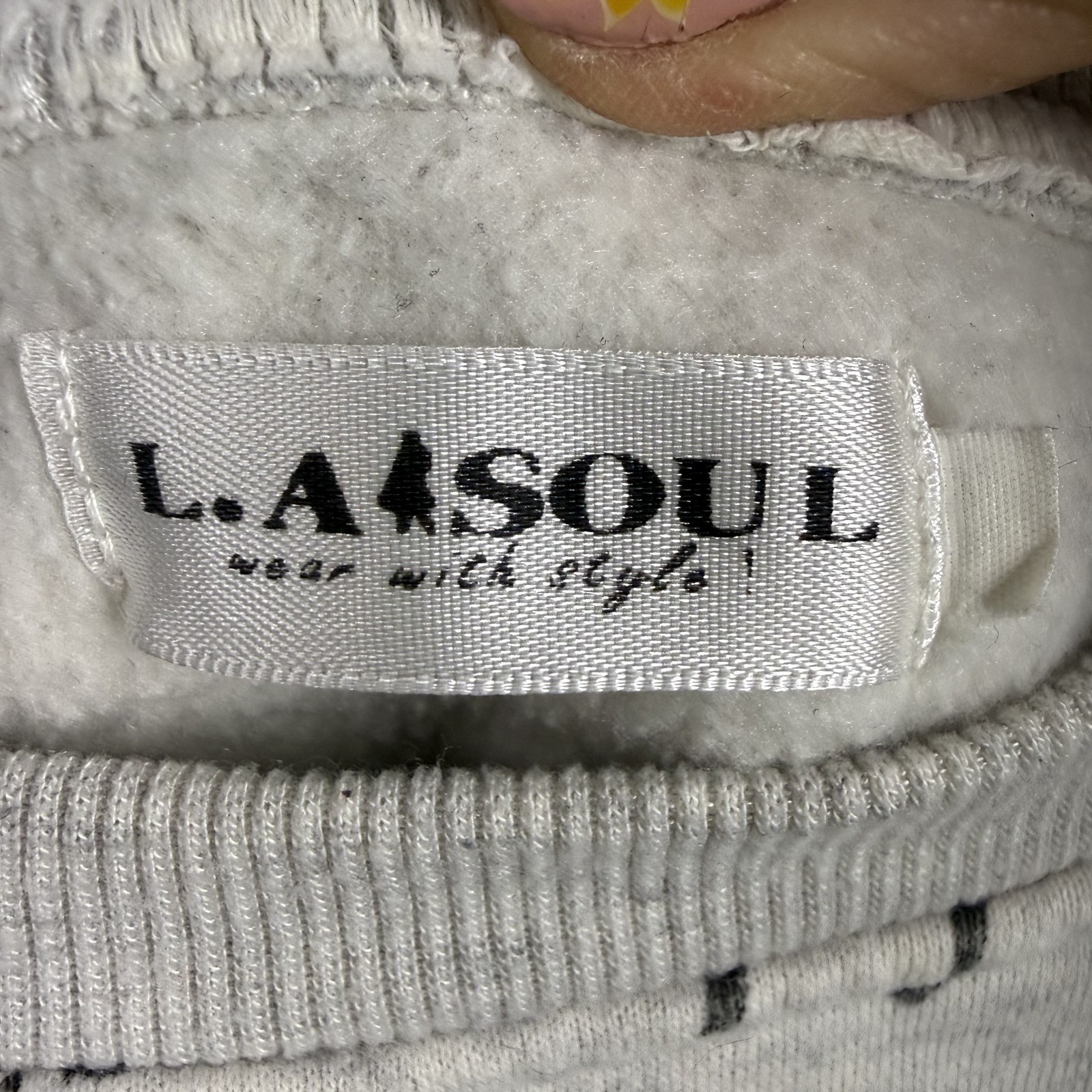 L.A. SOUL Women’s Gray Fox Woodland Print Raglan Sweatshirt Pullover Top Size L