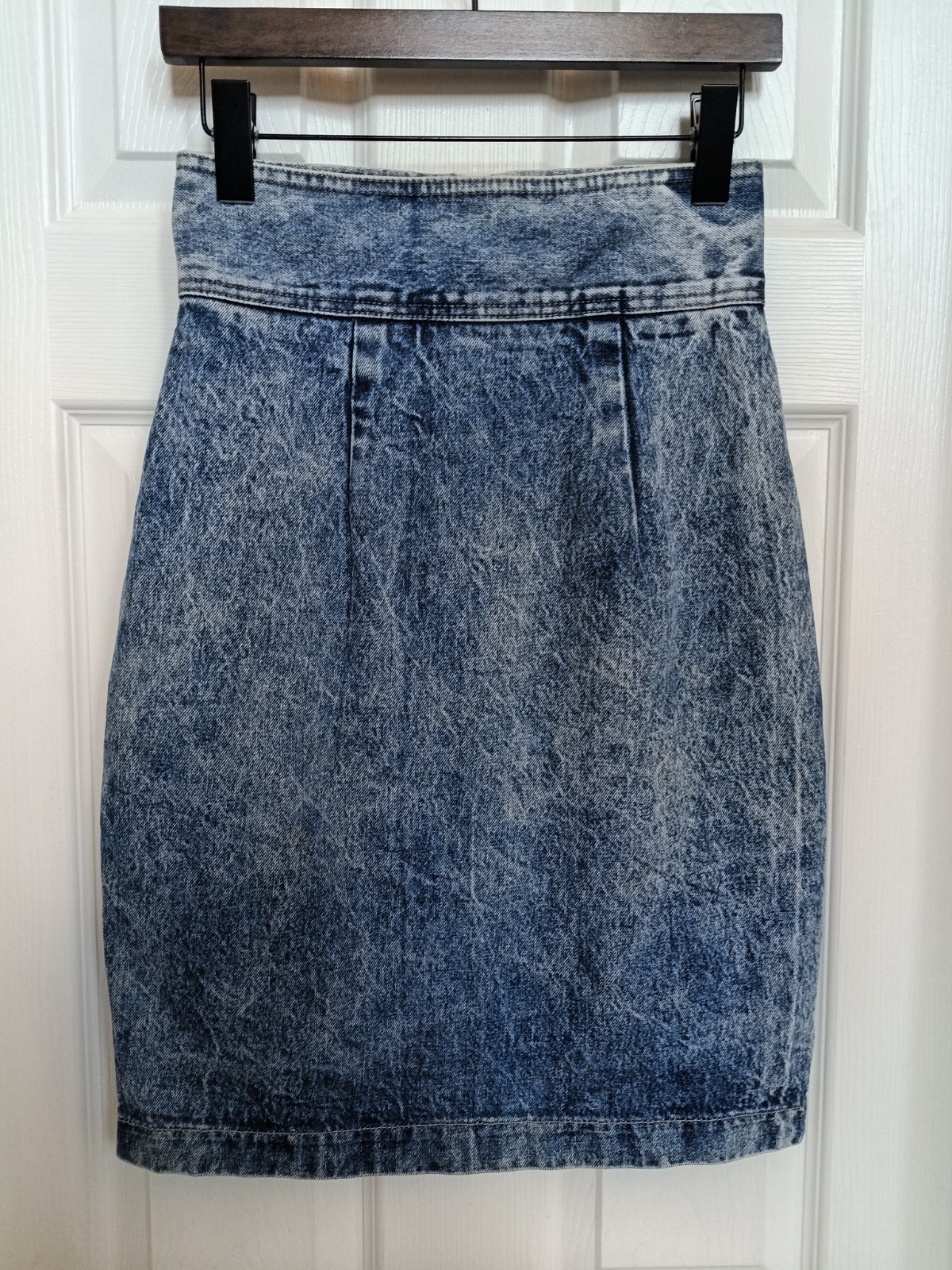 Vintage 80s Zena Stonewashed Jean Denim High Waist Pencil Skirt Size 7 Retro