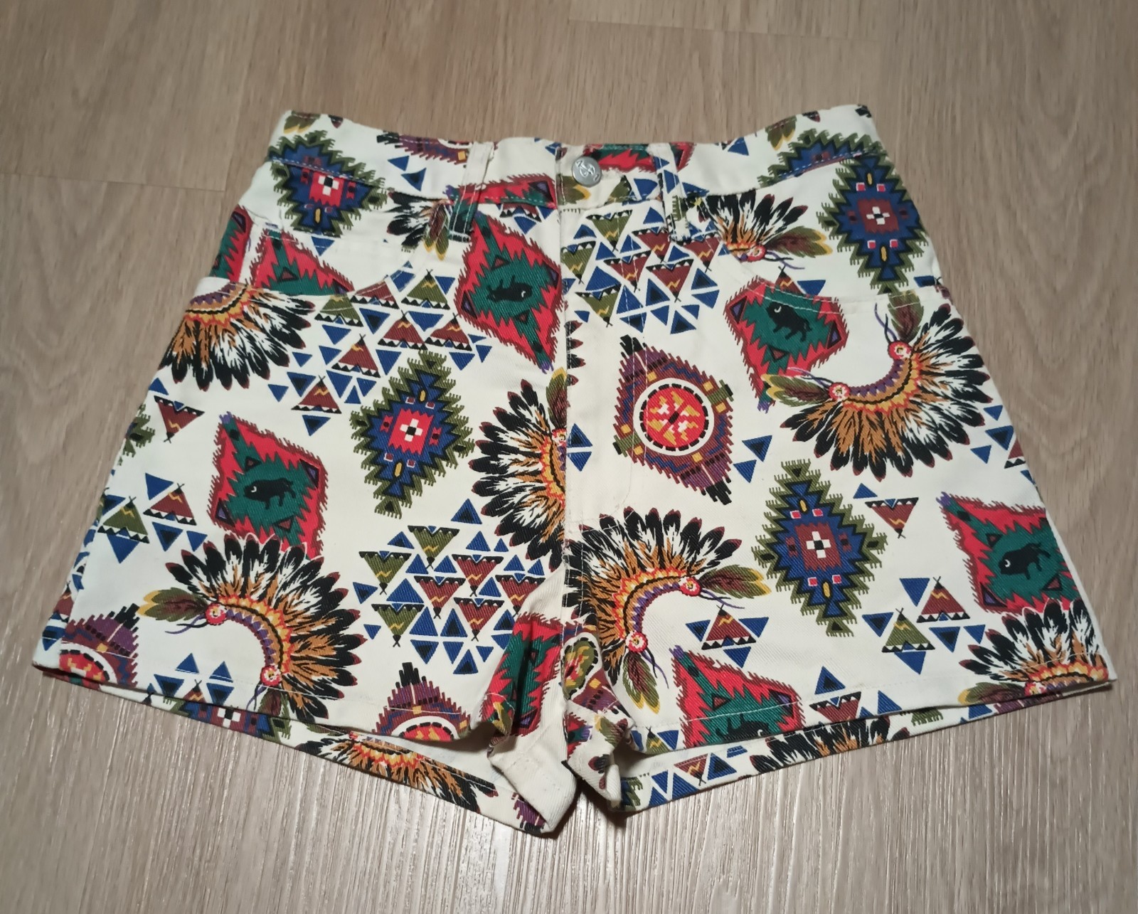 Vtg 4 TO 1 Southwest Western Tribal Native High Rise Ribcage Denim Shorts 5