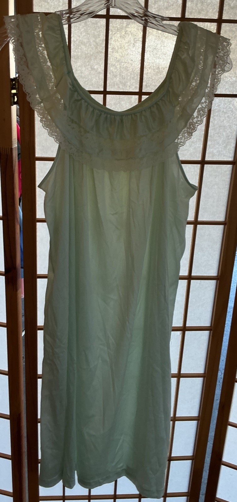 Vintage Sabrina By Mervyns Sea Foam Green Lacy Nylon Babydoll Nightgown