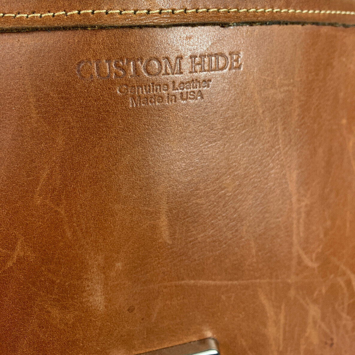 Vintage Custom Hide Vachetta Classic Book Bag Briefcase 3 Compartment 1945 Army