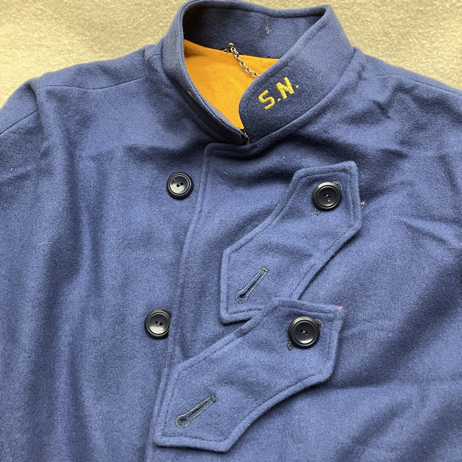 Vintage 40s WW2 Blue Yellow Wool Nurses Cape S.N.A MARVIN NEITZEL Size M