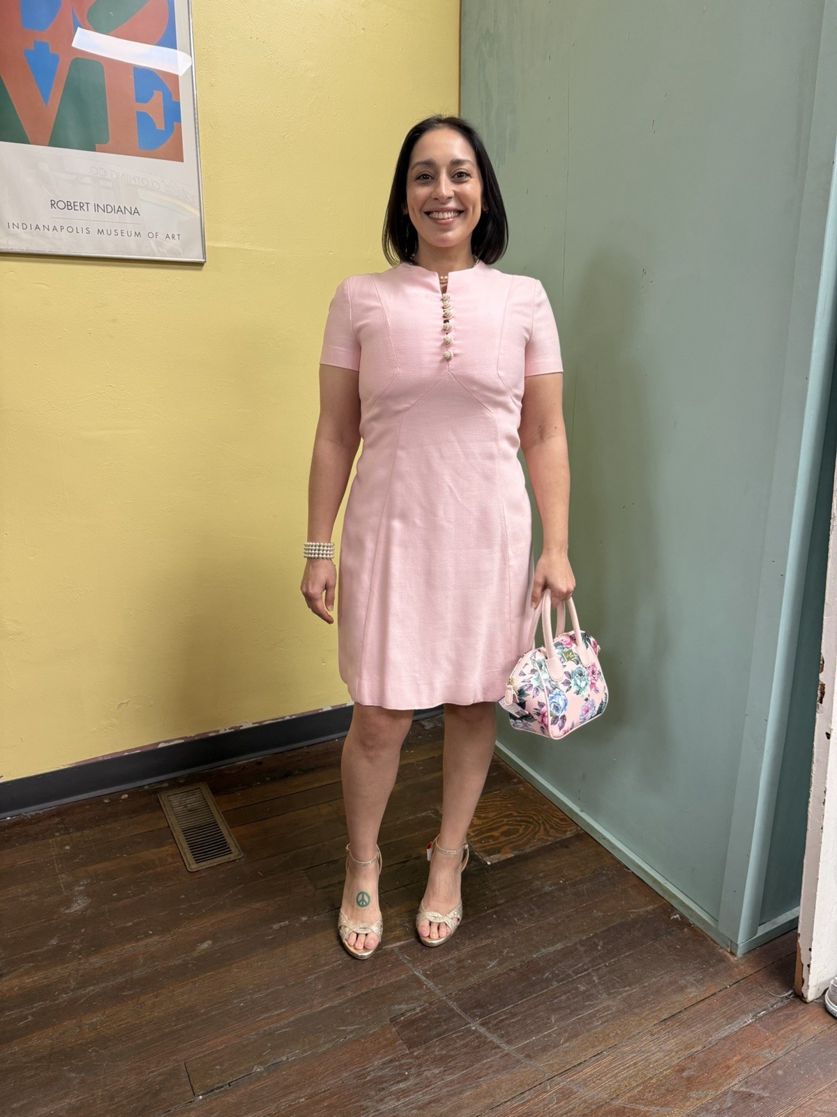 Vintage 60’s Pink Linen Dress L