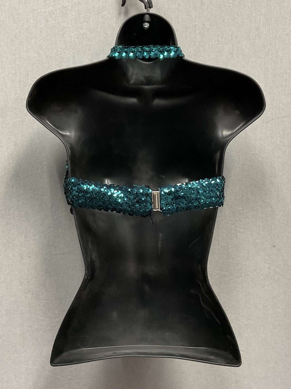 Blue Sequin Belly Dance Bra Top with Coins Medium (B-cups)