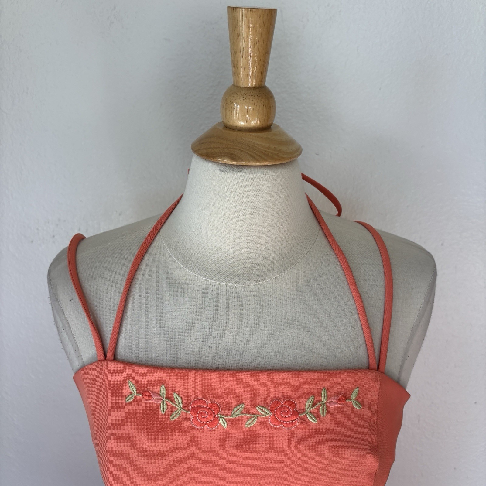 Vintage 90s City Triangles Salmon Pink Fitted Floral Mini Dress Sz 9/10