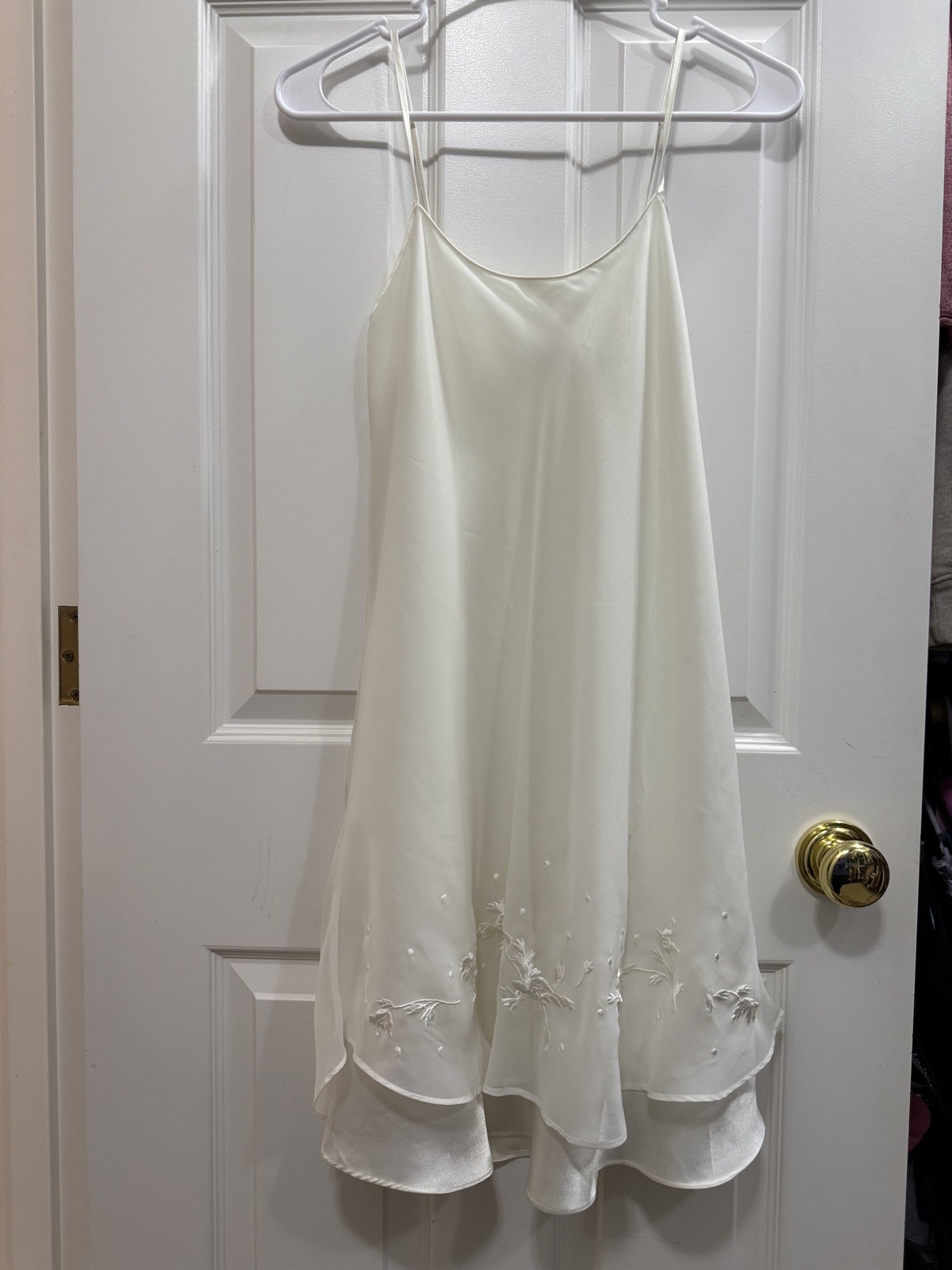 Vintage Valerie Stevens Women’s Sz 8 Babydoll Nightgown Ivory Embroidered