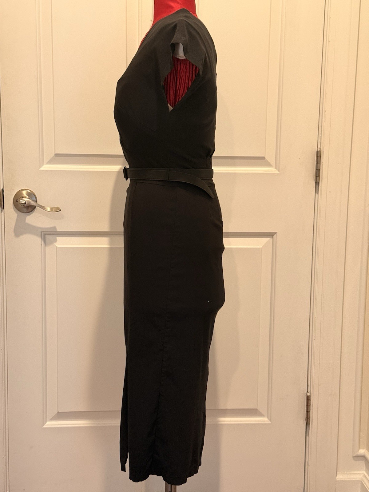 Women’s Early 2000’s Stop Staring! Size XL Black Sheath Dress With Belt