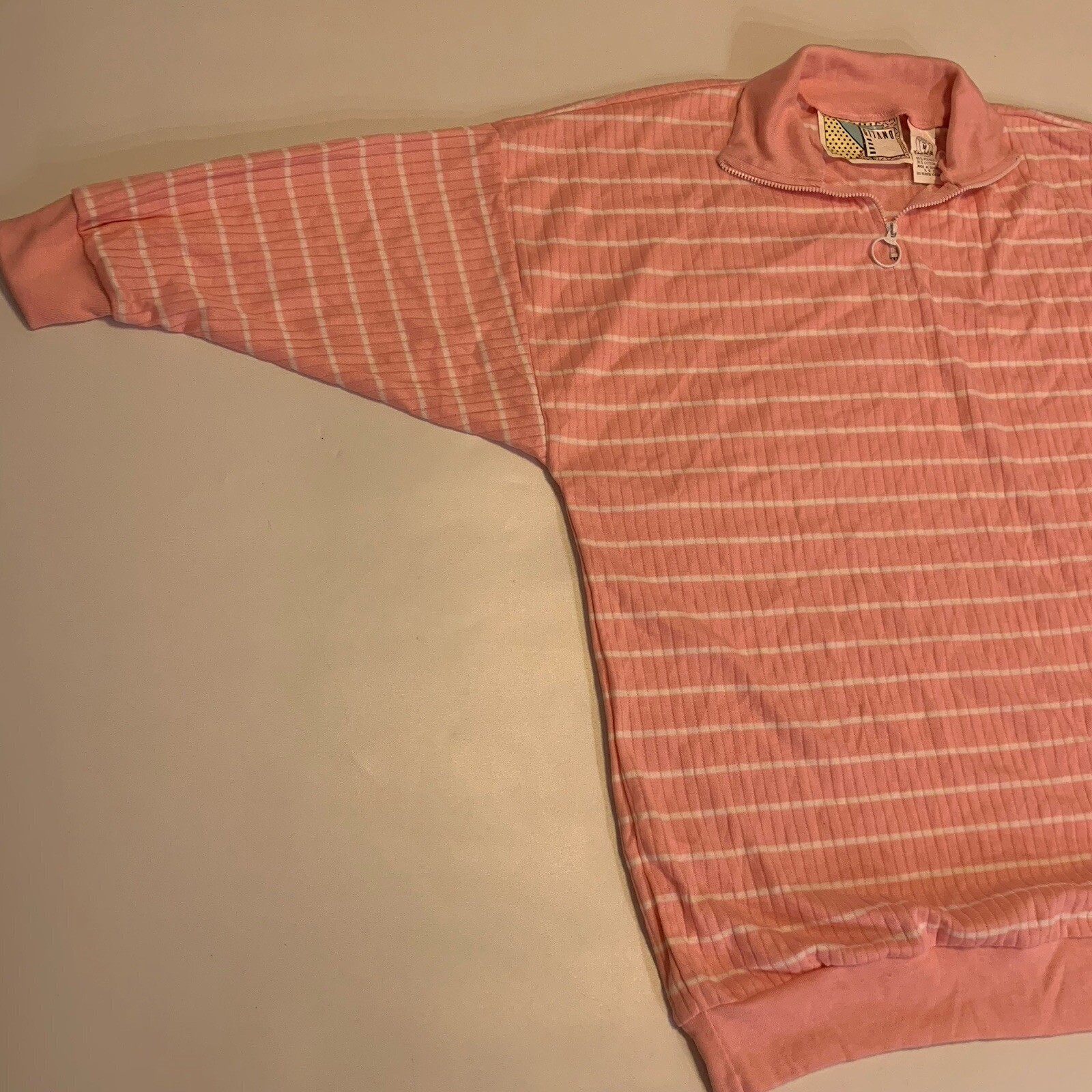 Vintage 80s Gitano Top Rugby Stripes Zip Neck Collar Shirt M NWT 1986 Body Talk