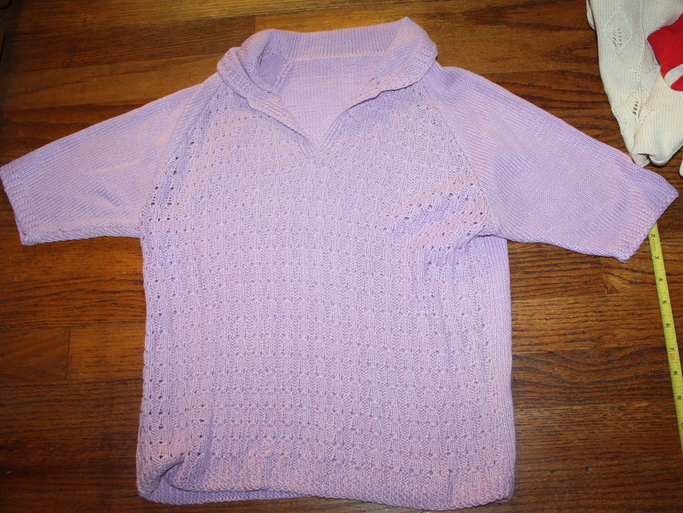 Vintage 1960s 1970s Lavender Knitted Jumper Top Shawl Collar Peter Pan Collar