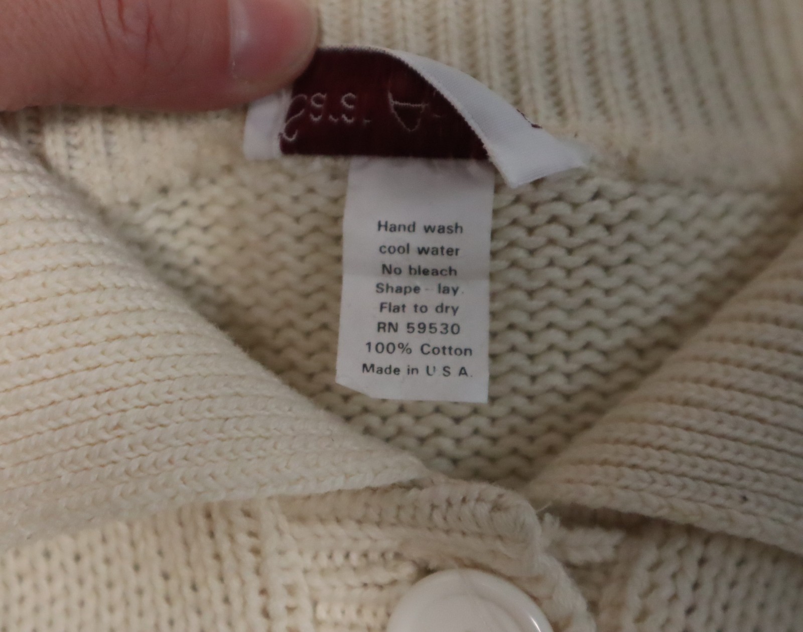 Vintage 1990s Sarah Arizona womens ivory cotton cardigan sweater S/M (USA)