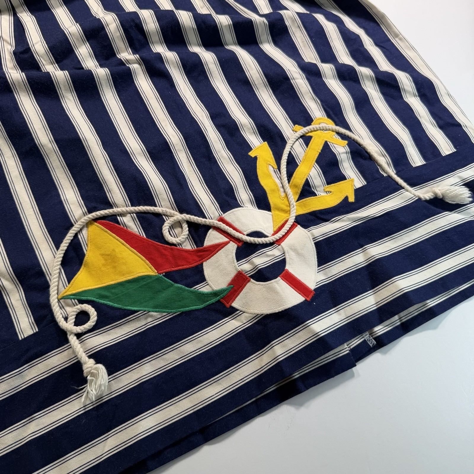 Women’s Vintage Nautical Theme Dress 14 Sharon Young Stripes Appliqué 90’s