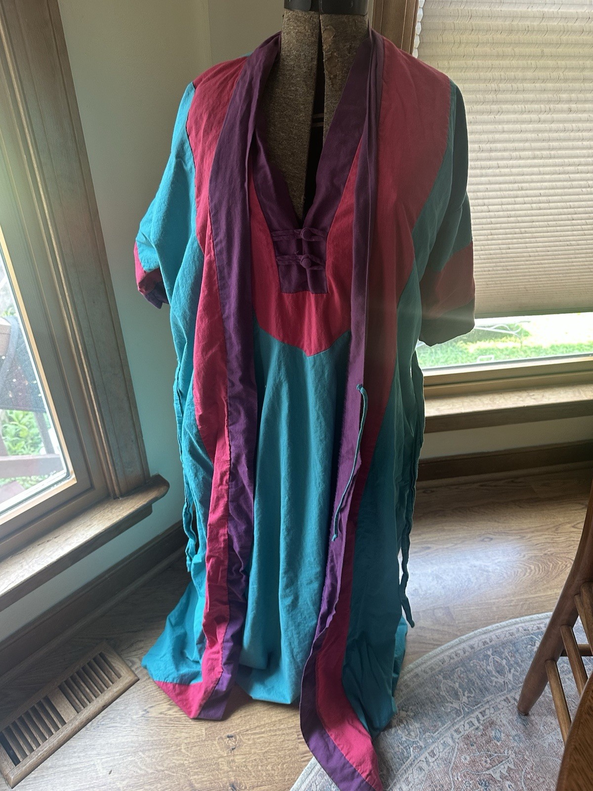 Vintage NWT Periphery Cotton Kaftan House dress Nightgown Robe Set, Size Small